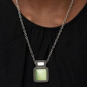 Paparazzi Ethereally Elemental Green Necklace and Earrings Set NWT